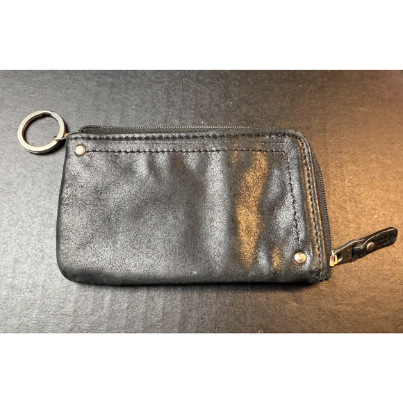 Fossil Black Leather Credit Card ID Wallet Keychain Coin Purse - Picture 2 of 9